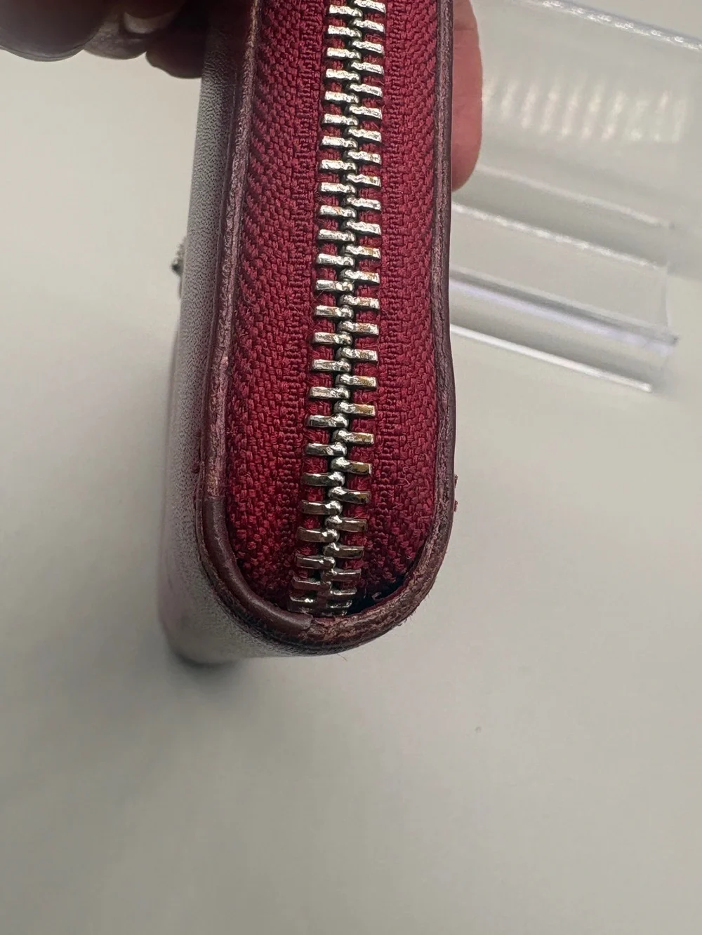 Vivienne Westwood Burgundy Zip-Around Leather Wallet with Orb Emblem